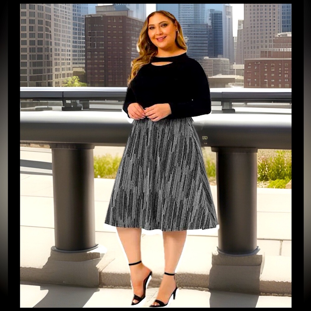 Agnes Orinda Metallic Party Disco Sparkle Faux Suede Slip Skirts NWT SZ 1X-Large